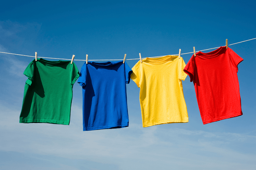 colored tee shirts on clothesline
