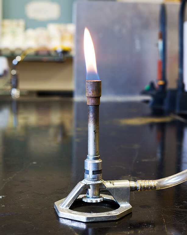 bunsen burner in lab